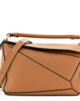 Grained Calfskin Small Puzzle Bag Tan