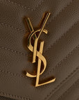 Grain De Poudre Matelasse Chevron Monogram Envelope Chain Wallet Dark Beige