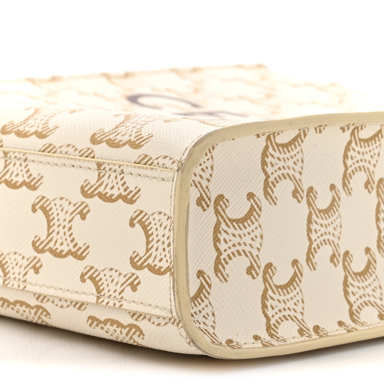 Triomphe Canvas Calfskin Mini Vertical Cabas White