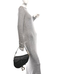Grained Calfskin Saddle Bag Black