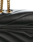 Calfskin Y Quilted Monogram Small Loulou Chain Satchel Black