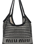 Raffia Effect Linen Logo Ivy Bag Black Natural
