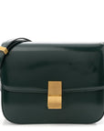 Spazzolato Calfskin Classic Box Medium Flap Bag Dark Green