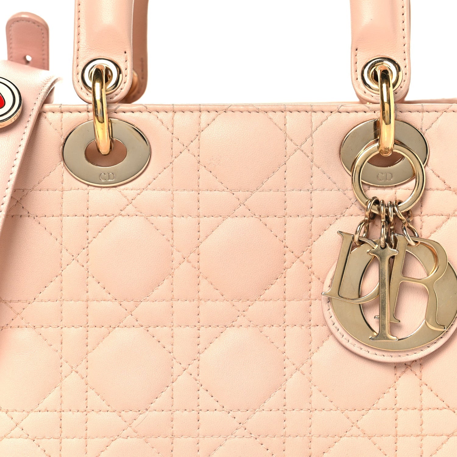 Lambskin Cannage Small Lucky Badges My Lady D1OR Light Pink