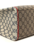 GG Supreme Monogram Exquisite Small Tote Beige Ebony Blue Crop Live Red