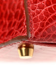 Shiny Porosus Crocodile Kelly Sellier 28 Rouge Vif