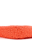 Yarn Raffia Effect Crochet Logo Embroidered Tote Bag Arancio