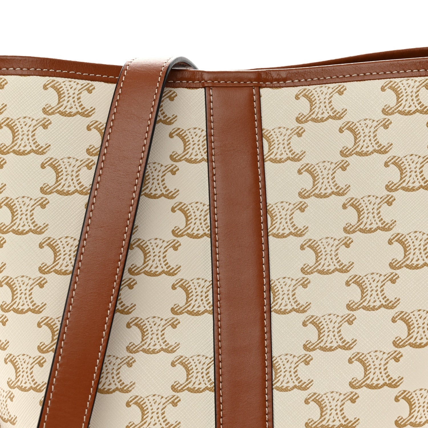 Triomphe Canvas Calfskin Small Bucket Bag White