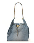 Washed Denim Quilted Medium CHNL 25 Handbag Blue