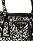Satin Crystal Mini Galleria Double Zip Tote Metal