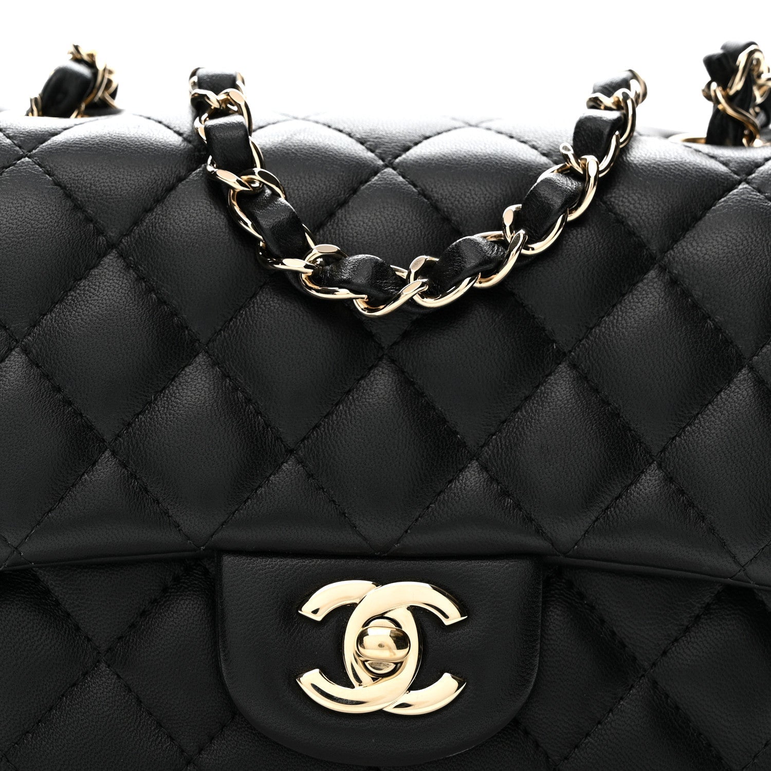 Lambskin Quilted Mini Square Flap Black
