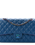 Lambskin Quilted Medium Double Flap Blue Pink
