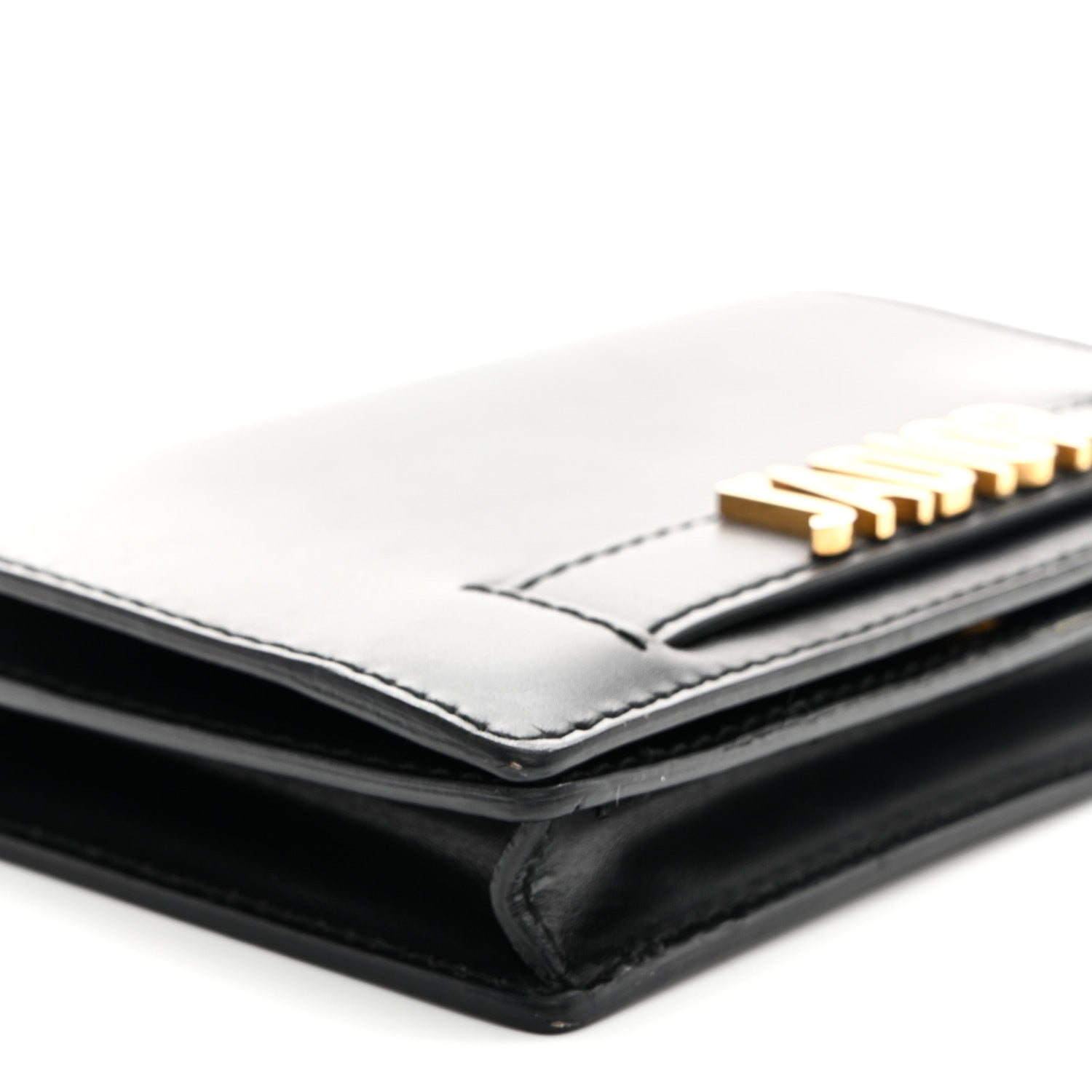 Calfskin J'AD1OR Wallet on Chain Pouch Black