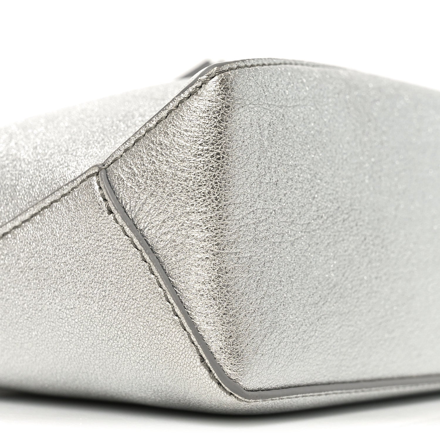Laminated Lambskin Mini Puzzle Edge Bag Silver