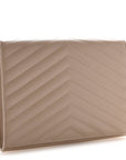 Grain De Poudre Matelasse Chevron Monogram Envelope Clutch Dark Beige
