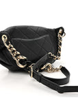 Lambskin Quilted Resin Bi-Color Waist Bag Fanny Pack Black