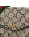 GG Supreme Monogram Textured Dollar Calfskin Web Mini Ophidia Envelope Shoulder Bag Beige Ebony New Acero