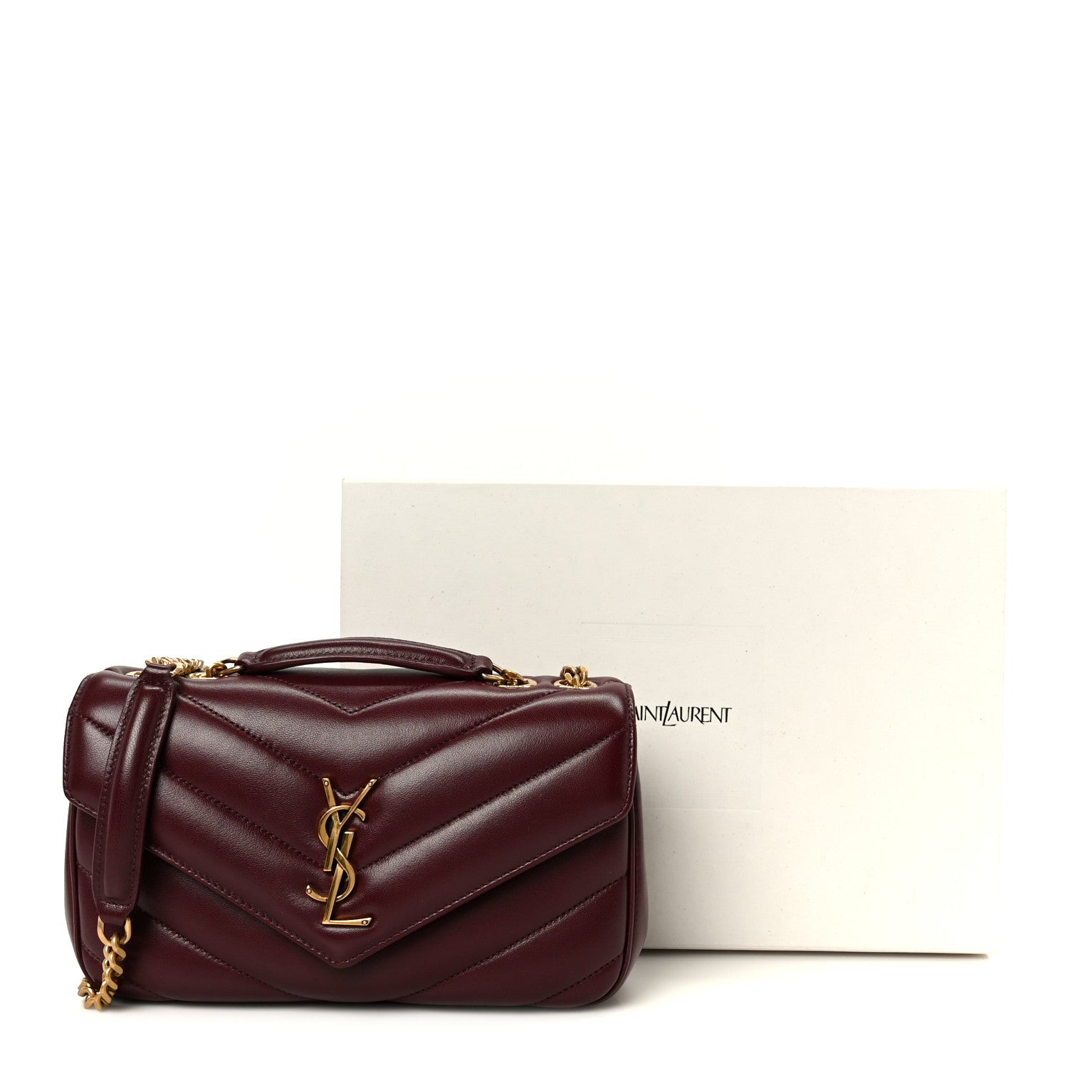 Lambskin Chevron Quilted Small LouLou Rouge Cabernet