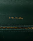 Shiny Calfskin Crocodile Embossed Small Hourglass Top Handle Bag Forest Green