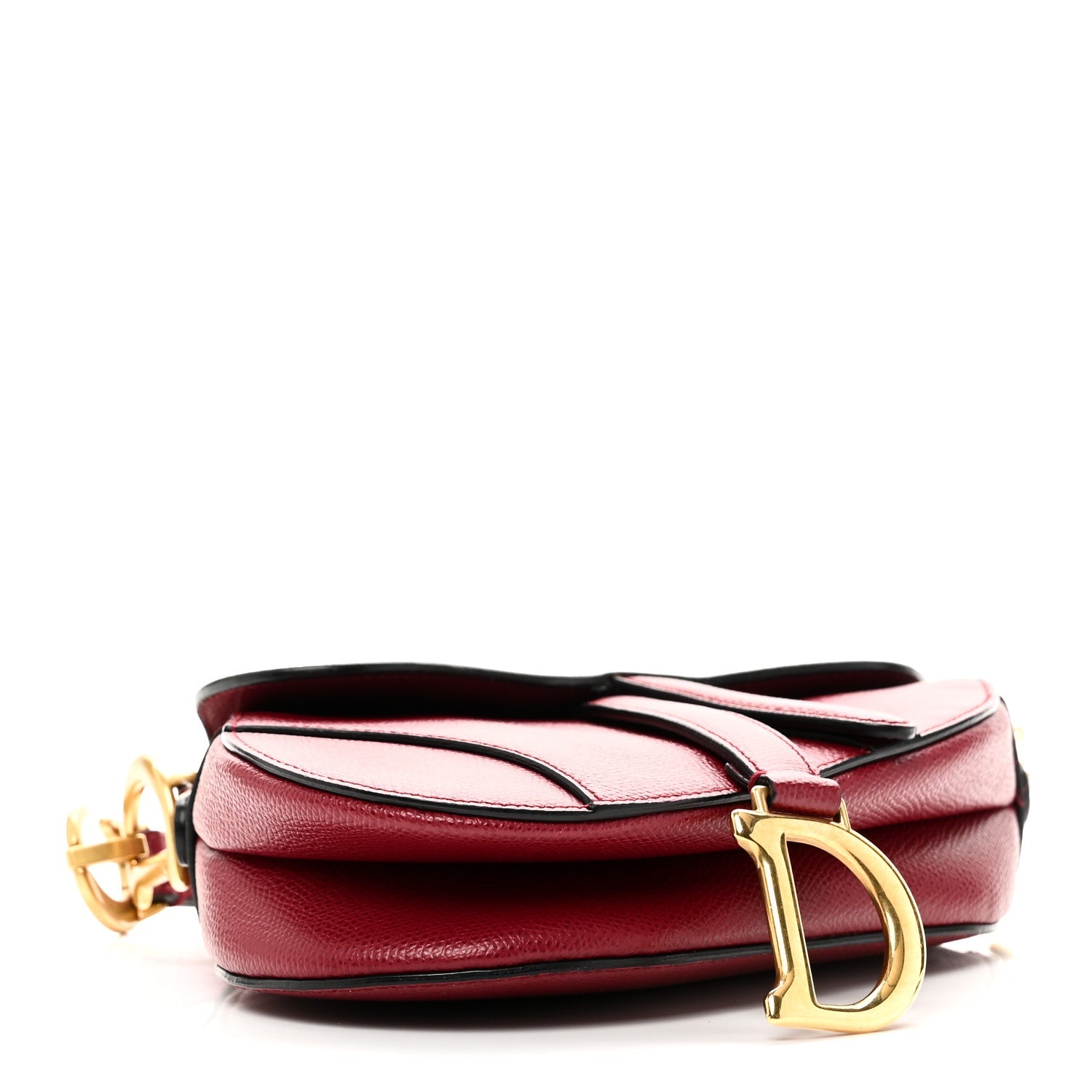 Grained Calfskin Mini Saddle Bag Red