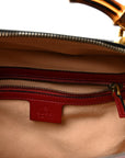 Vintage Effect Calfskin Matelasse Diagonal Small Torchon GG Marmont Bamboo Top Handle Shoulder Bag Black Romantic Cherry
