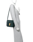 Spazzolato Calfskin Classic Box Medium Flap Bag Dark Green