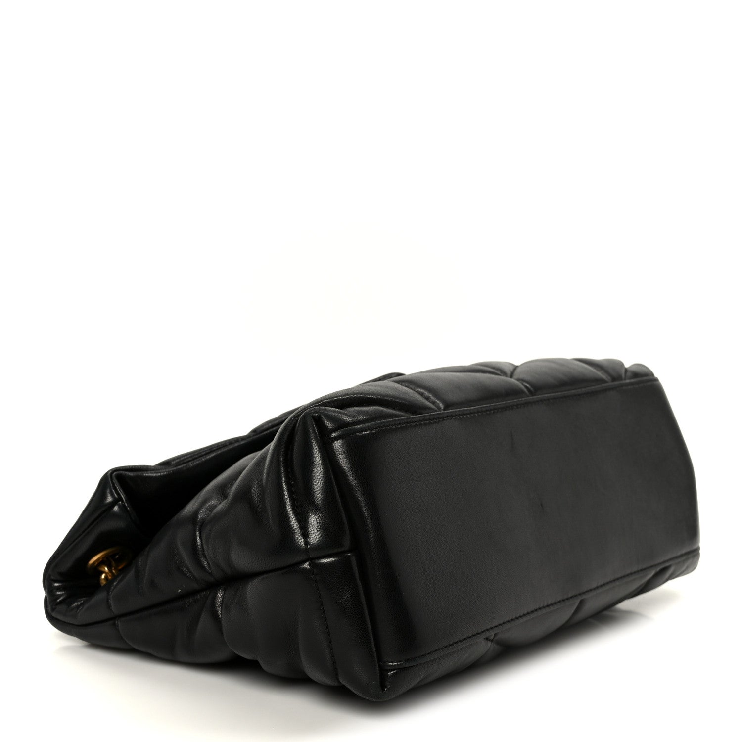Lambskin Quilted Small Loulou Puffer Monogram Chain Satchel Black