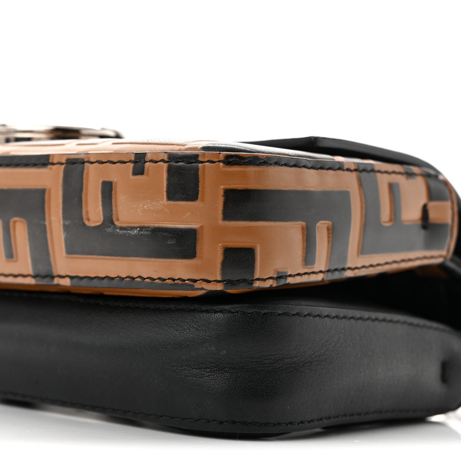 Vitello Dolce F is FNDI FF Embossed Micro Double Baguette Tobacco Black