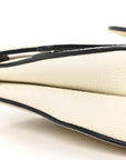 Grained Calfskin Mini Saddle Bag White