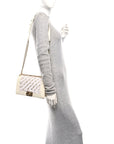 Lambskin Tulle Embroidered Medium Boy Flap White