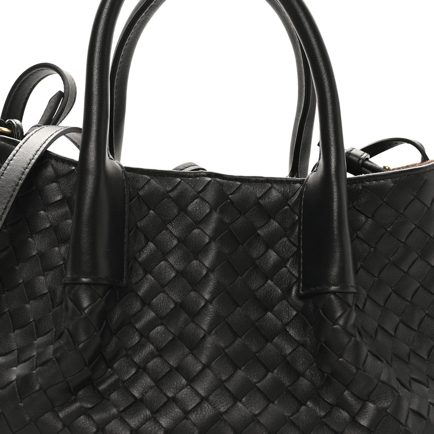 Calfskin Intrecciato Small Pinacoteca Tote Black Fondant