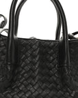 Calfskin Intrecciato Small Pinacoteca Tote Black Fondant