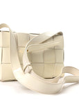 Patent Maxi Intrecciato Cassette Crossbody Bag White