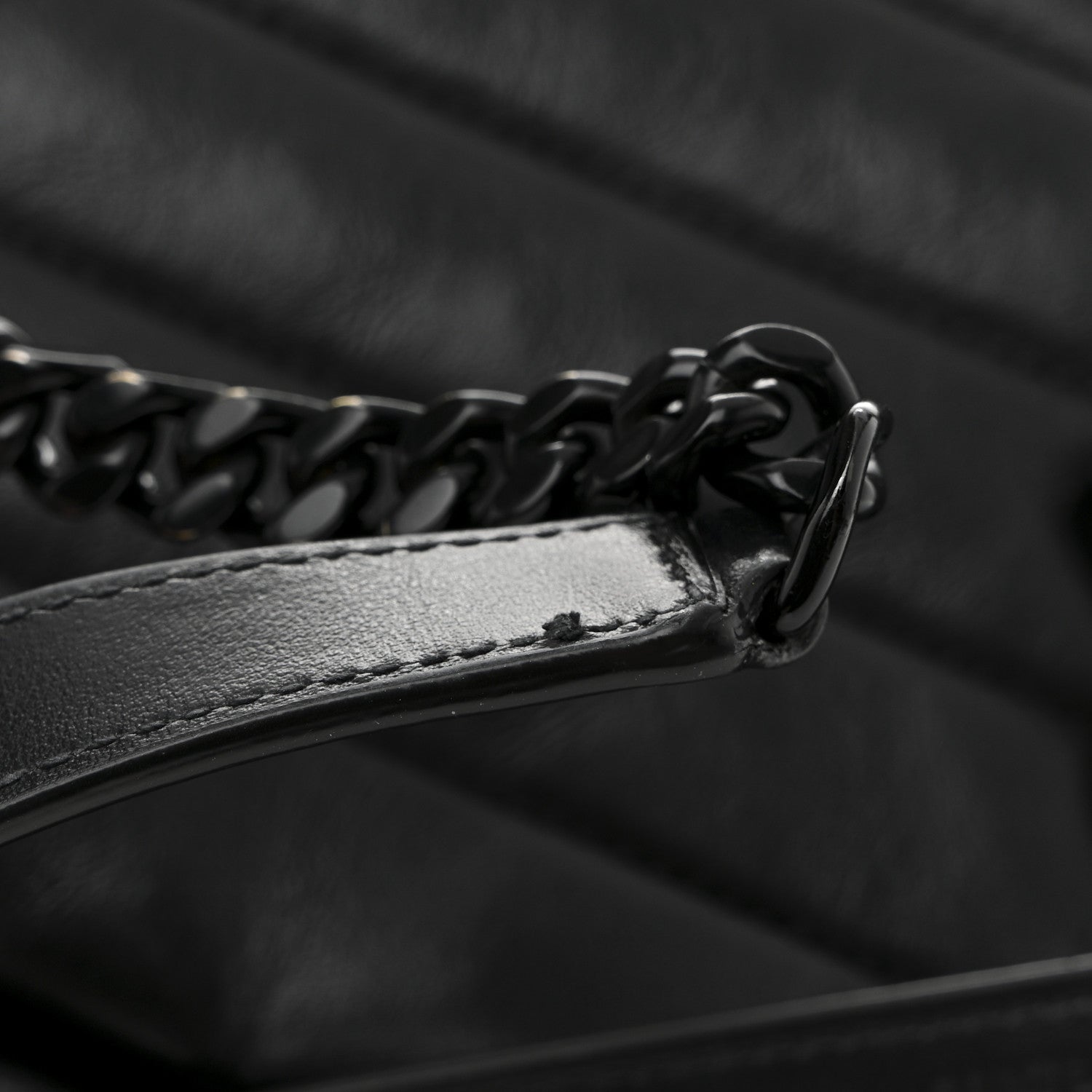 Calfskin Y Quilted Monogram Monochrome Large Loulou Chain Satchel Black
