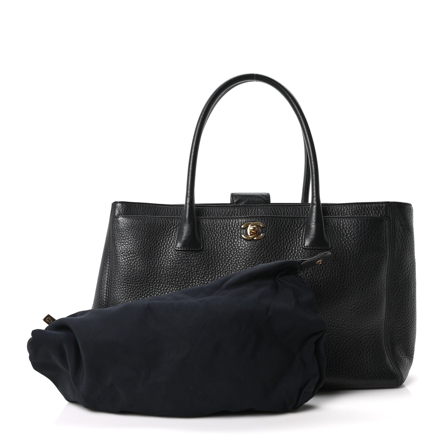 Calfskin Cerf Executive Shopper Tote Black