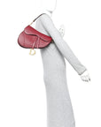 Grained Calfskin Saddle Bag Red