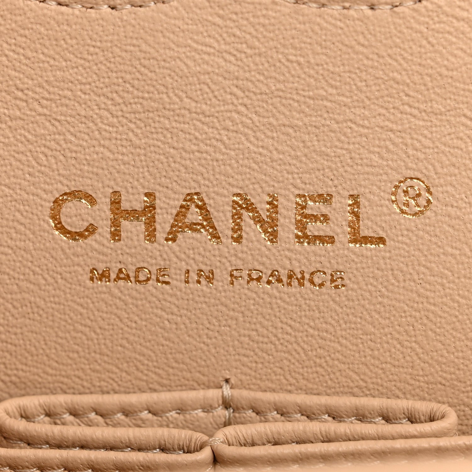 Lambskin Quilted Medium Double Flap Beige