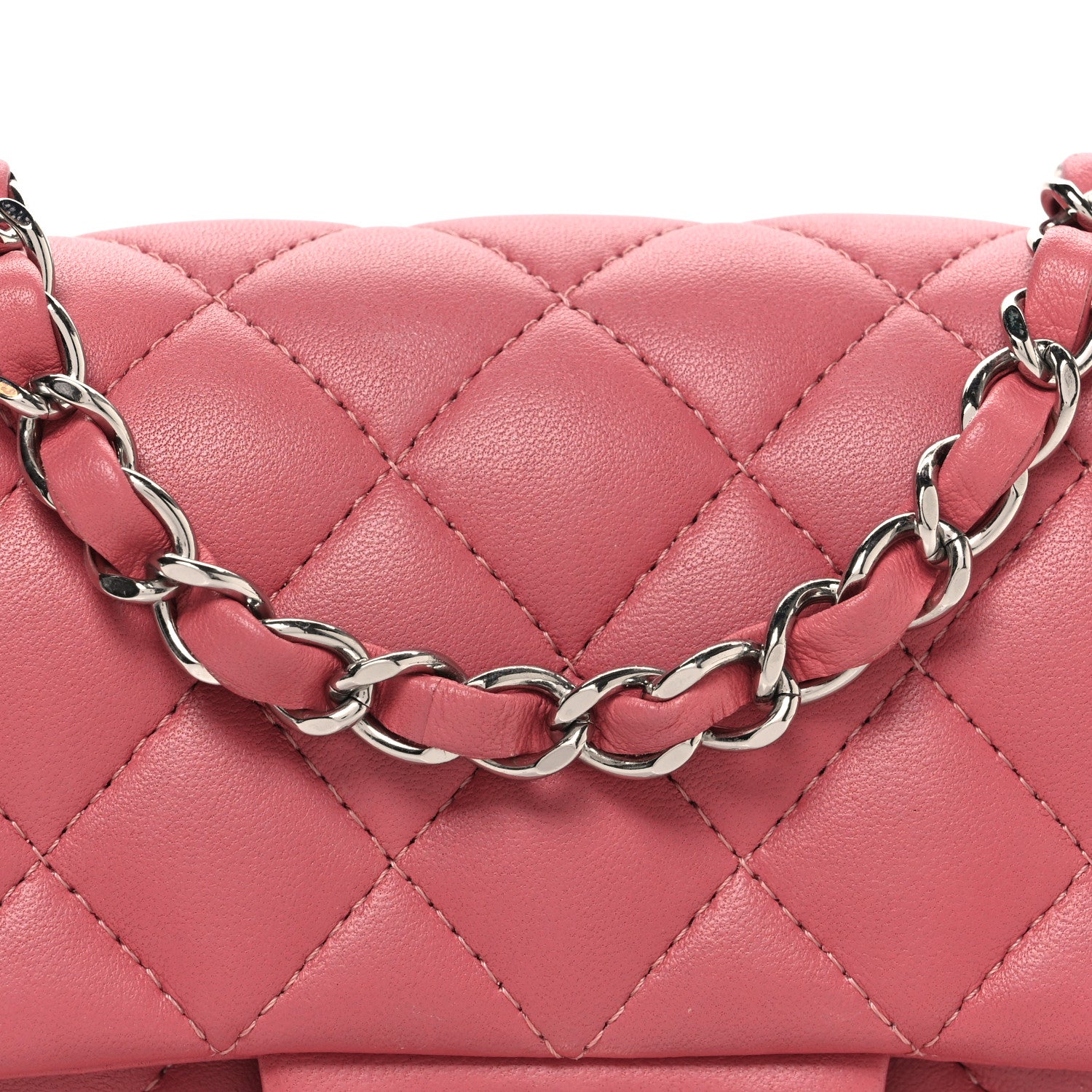 Lambskin Quilted Mini Rectangular Flap Pink