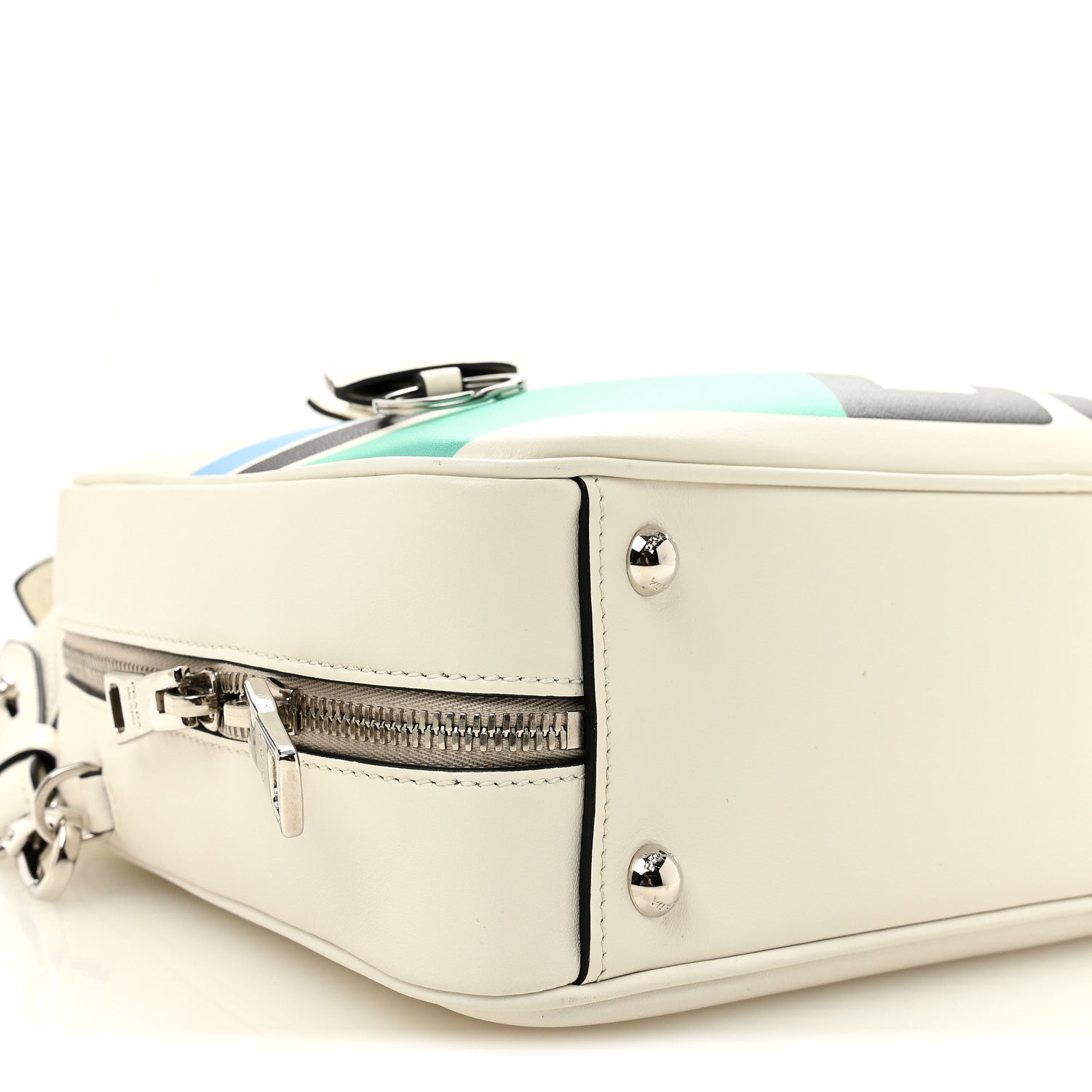City Calfskin Racing Logo Bowler White Black