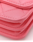 Lambskin Quilted Mini Trendy CC Wallet On Chain WOC Pink