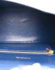 Shiny Calfskin Crocodile Embossed Small Hourglass Top Handle Bag Navy
