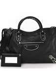 Chevre Silver Metallic Edge Hardware City Black