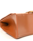 Shiny Box Calfskin Small Hourglass Top Handle Bag Camel