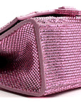 Strass Suede Hourglass Top Handle Bag XS Pink