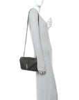 Sheepskin Tri-Quilt Monogram Medium College Bag Coal