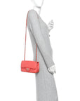 Lambskin Chevron Quilted Mini Rectangular Flap Coral