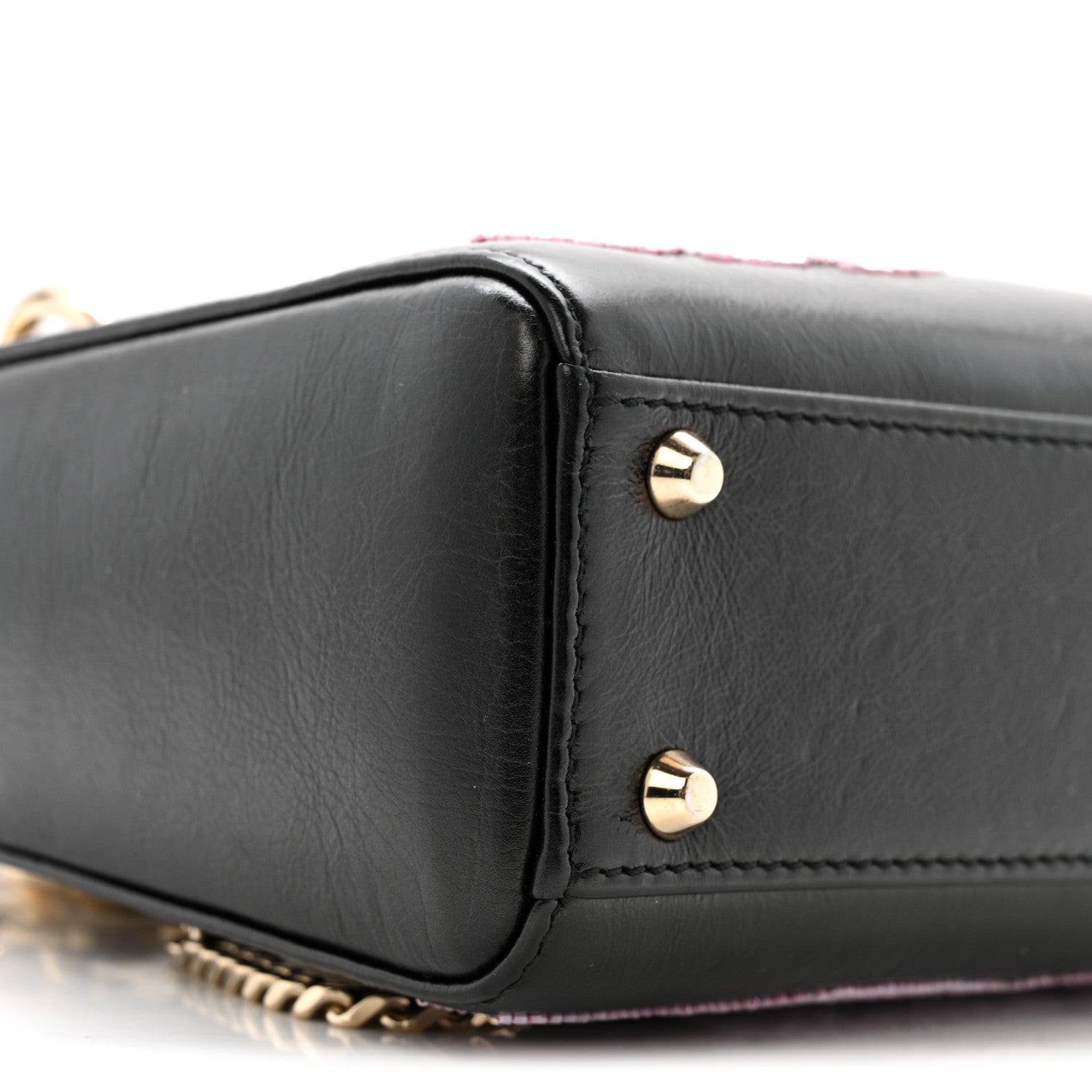 Calfskin Beaded Mini Lady D1OR Black