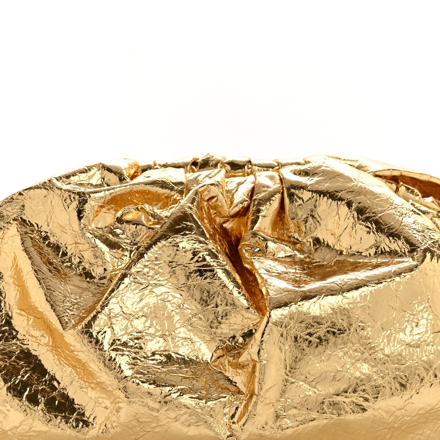 Metallic Crinkled Lambskin The Pouch Oversized Clutch Oro