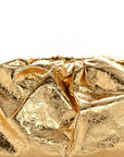 Metallic Crinkled Lambskin The Pouch Oversized Clutch Oro