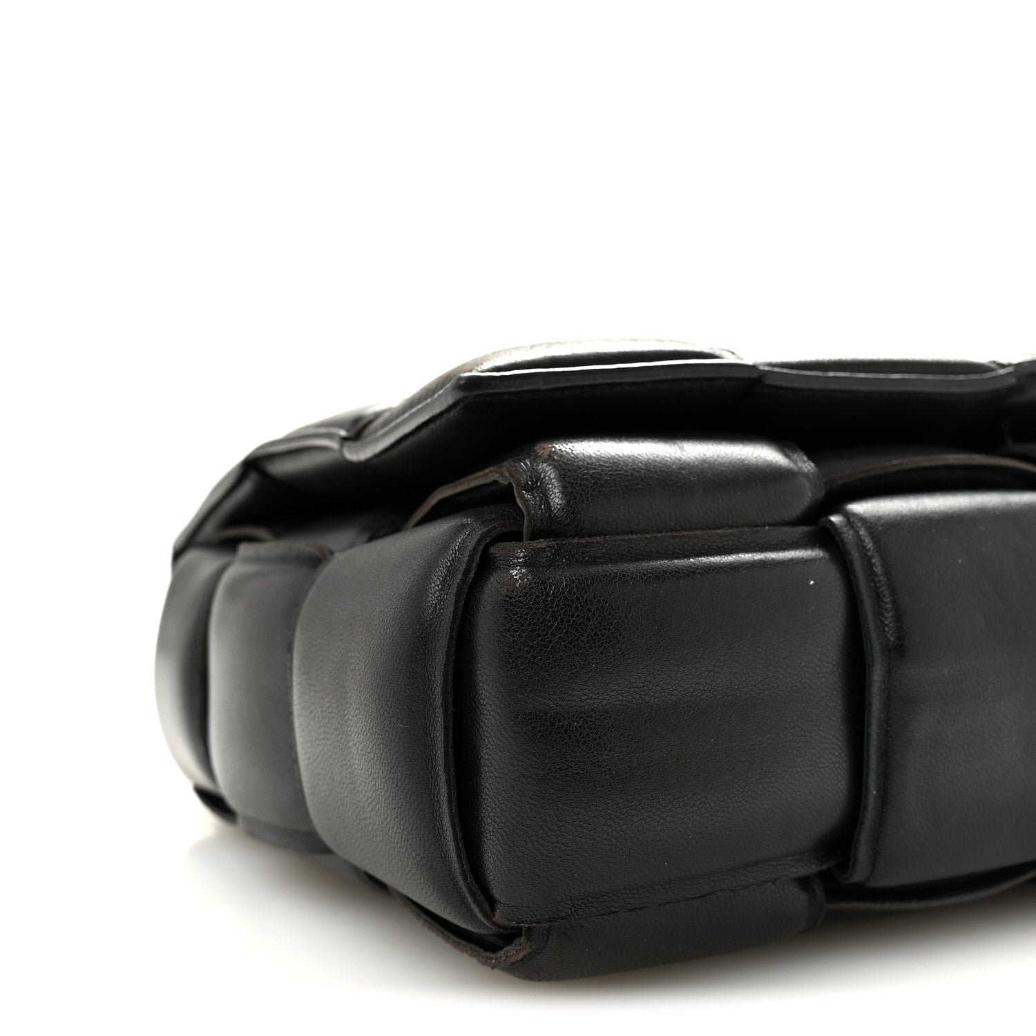 Lambskin Maxi Intreccio Padded Chain Cassette Crossbody Bag Black